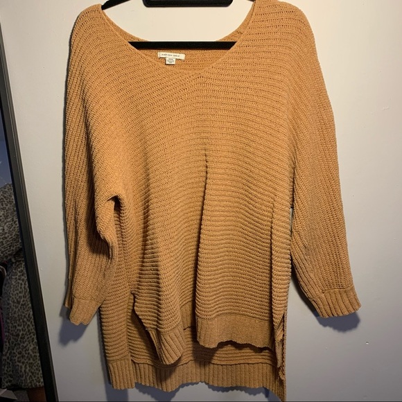 American Eagle Taupe Oversized Knit Sweater - Picture 1 of 7